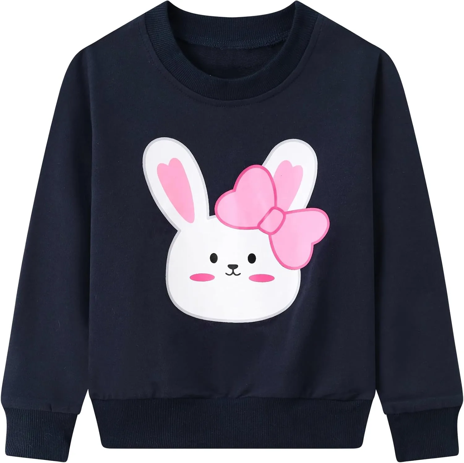 2-Pack Toddler Sweatshirts Kid Girl's Cartoon Cotton Long-sleeved Tops Crewneck Pullover Shirts For Kids 3-7 Years