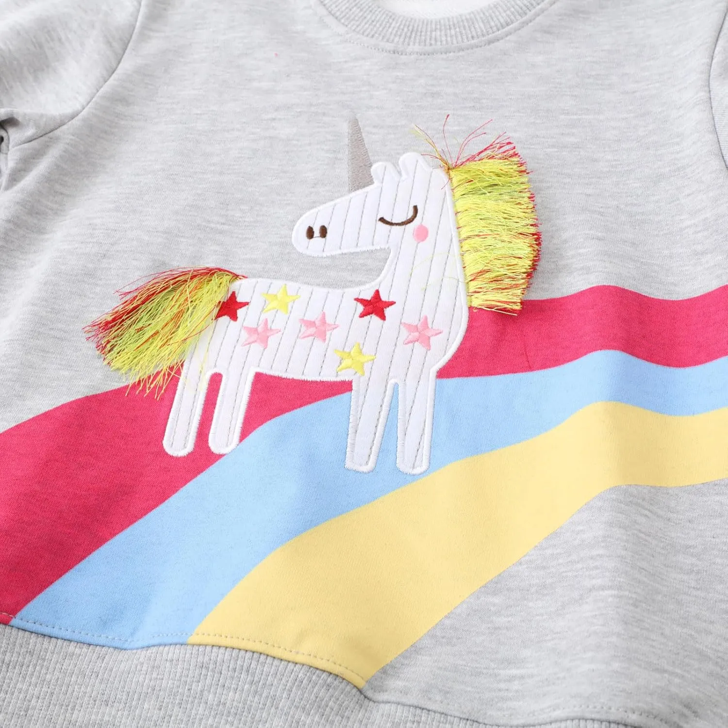 2-Pack Toddler Sweatshirts Kid Girl's Cartoon Cotton Long-sleeved Tops Crewneck Pullover Shirts For Kids 3-7 Years