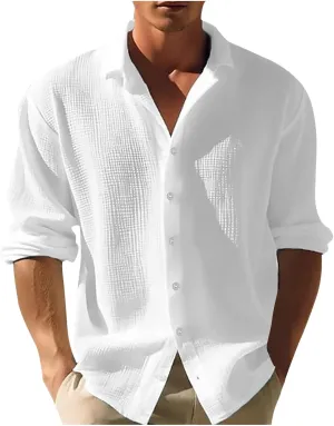 2024 Men's Casual Shirt Street Cardigan Solid Color Long Sleeved Autumn Winter Fashion Men Regular Fit Dress Shirt