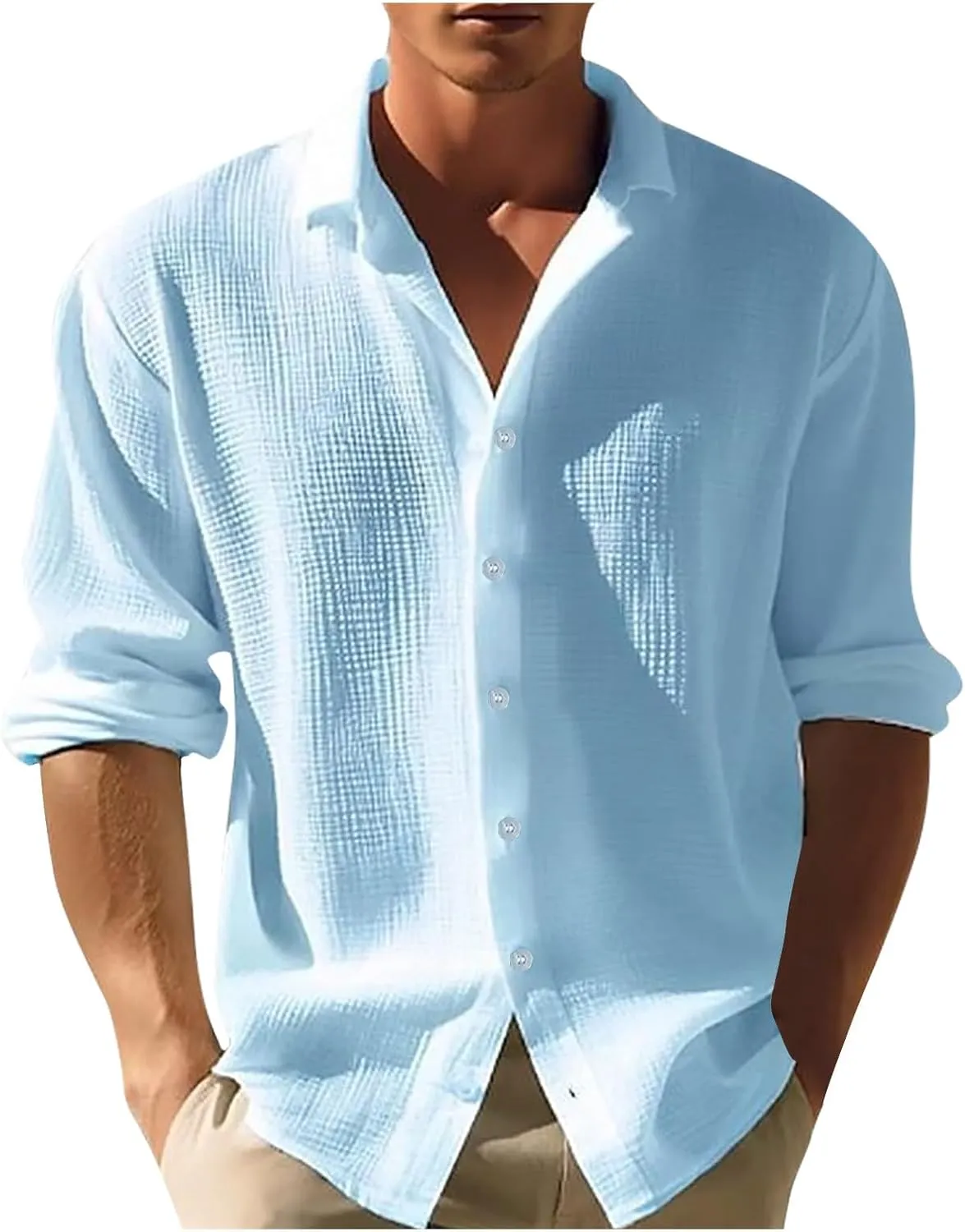 2024 Men's Casual Shirt Street Cardigan Solid Color Long Sleeved Autumn Winter Fashion Men Regular Fit Dress Shirt