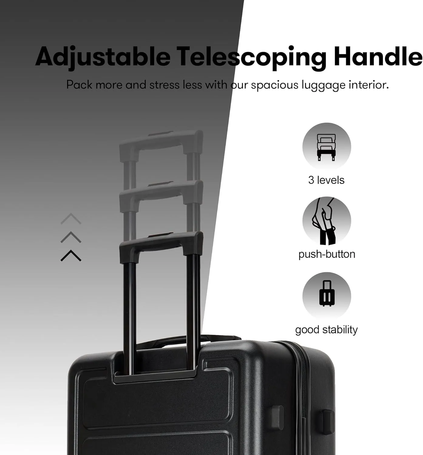 28 Inch Large Luggage Suitcase with Spinner Wheels Hardside Lightweight Rolling Travel Luggage for Women Men,Black