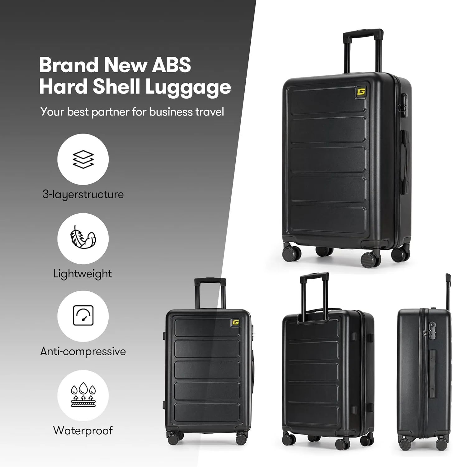 28 Inch Large Luggage Suitcase with Spinner Wheels Hardside Lightweight Rolling Travel Luggage for Women Men,Black