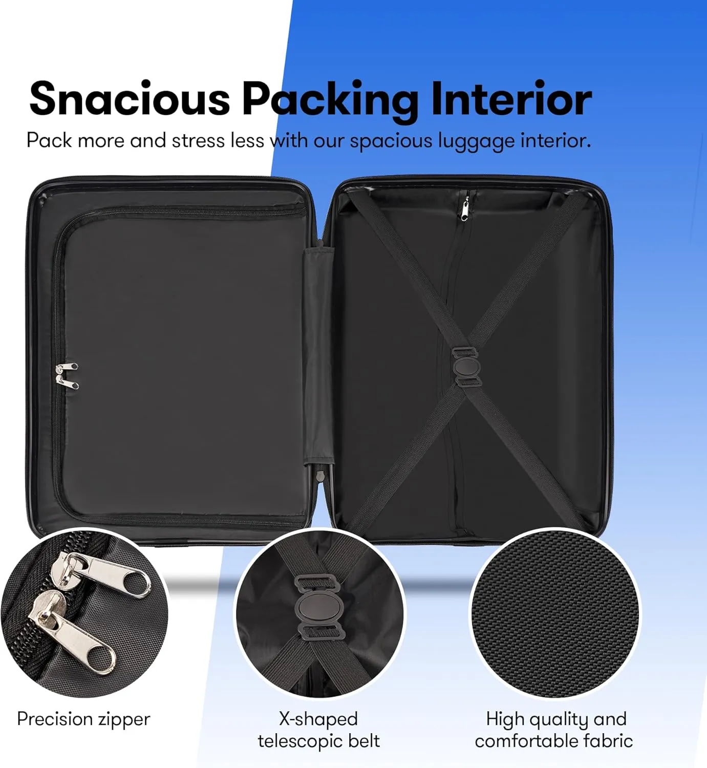 28 Inch Large Luggage Suitcase with Spinner Wheels Hardside Lightweight Rolling Travel Luggage for Women Men,Klein Blue