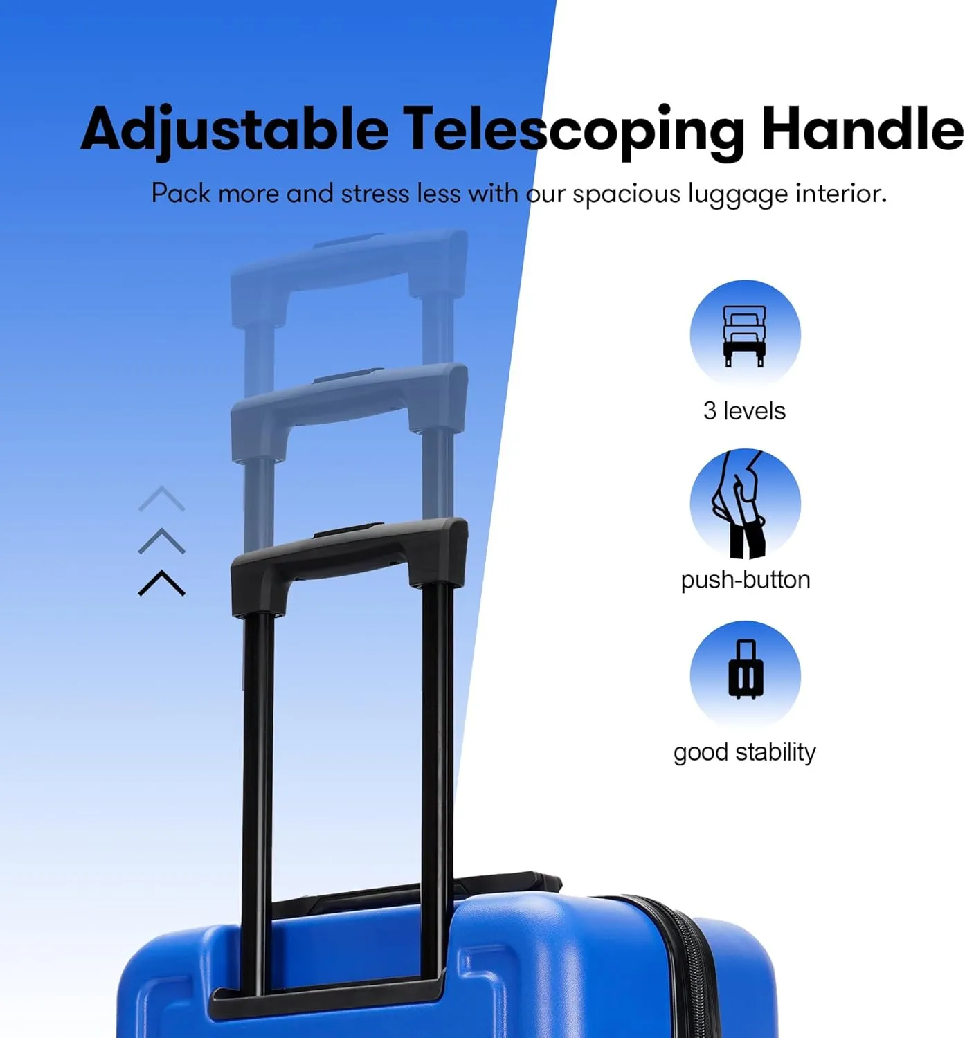 28 Inch Large Luggage Suitcase with Spinner Wheels Hardside Lightweight Rolling Travel Luggage for Women Men,Klein Blue