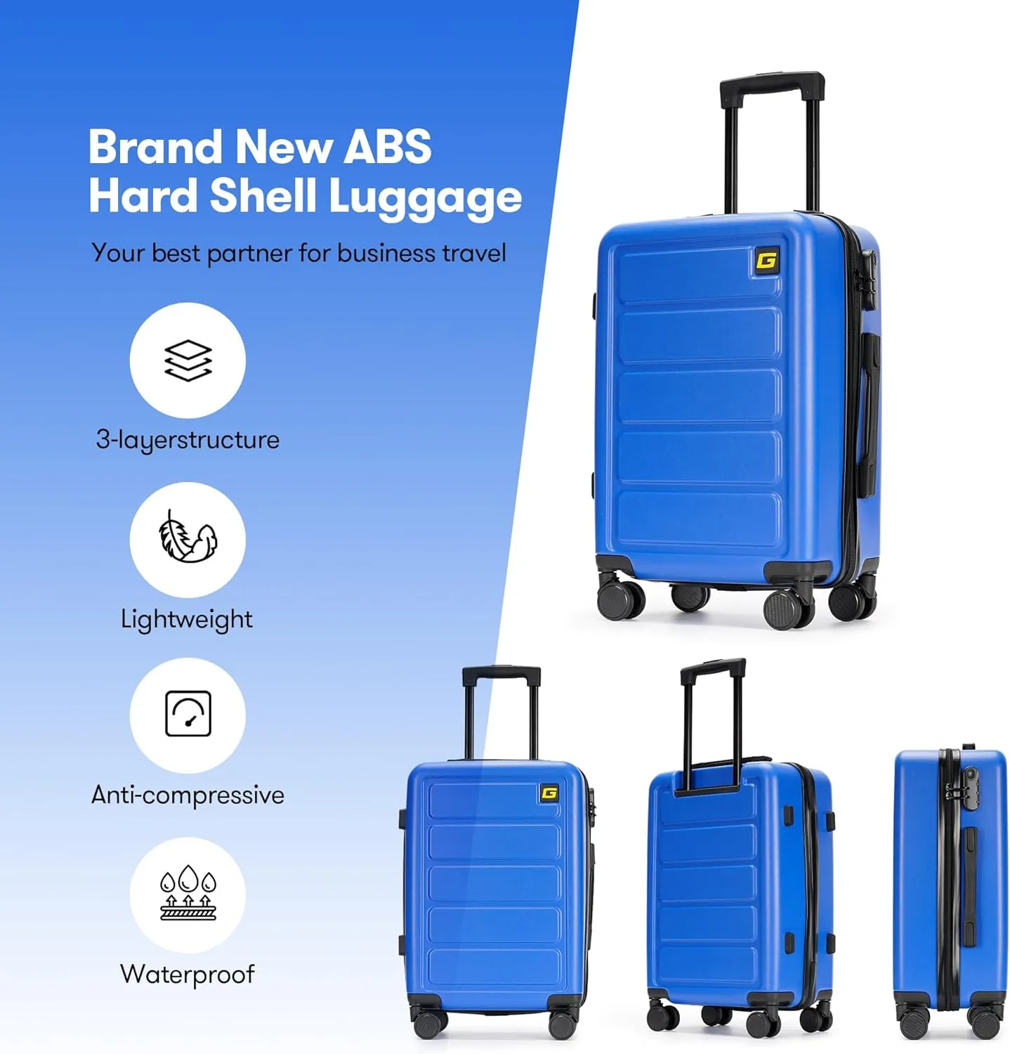 28 Inch Large Luggage Suitcase with Spinner Wheels Hardside Lightweight Rolling Travel Luggage for Women Men,Klein Blue