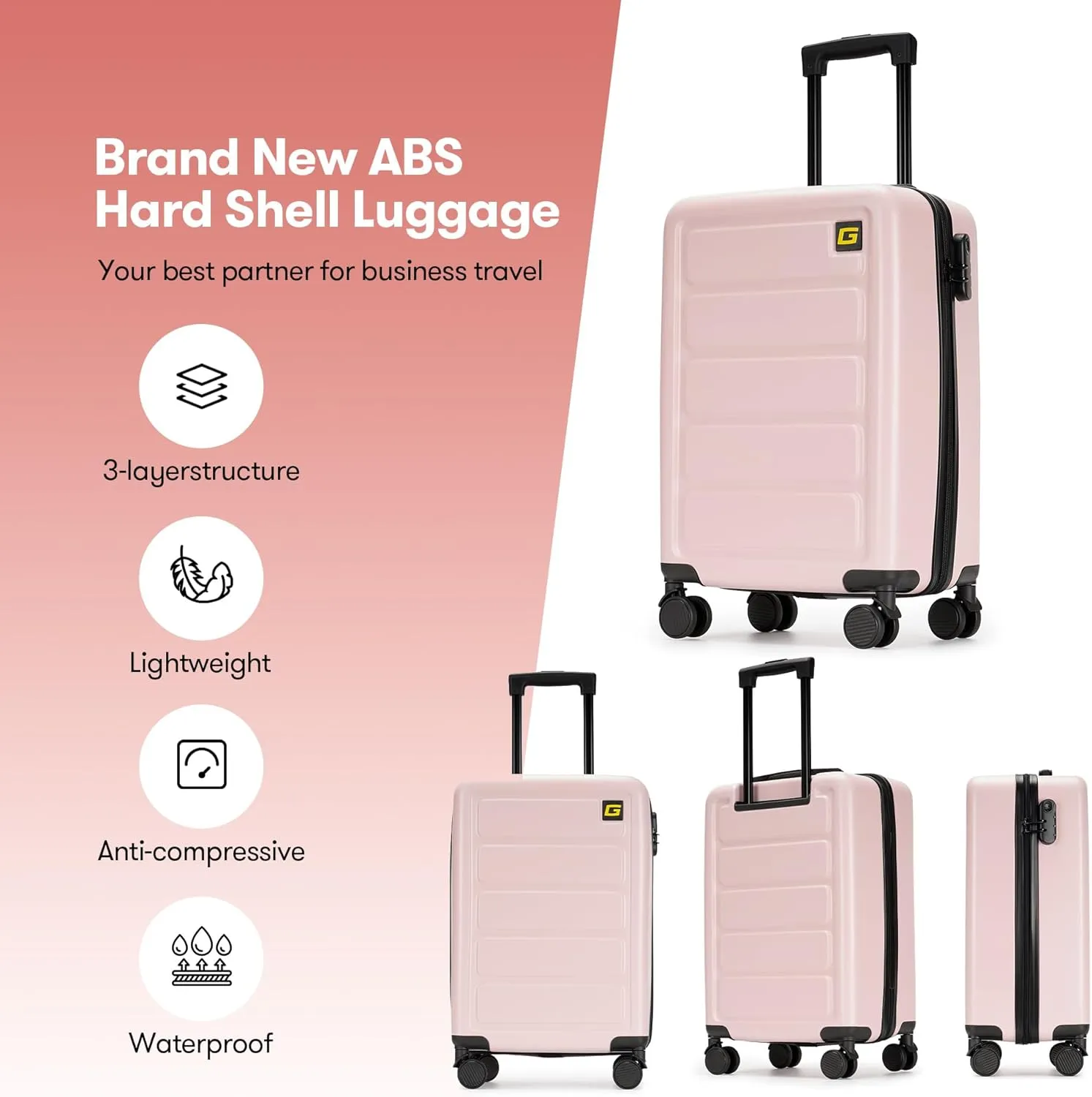 28 Inch Large Luggage Suitcase with Spinner Wheels Hardside Lightweight Rolling Travel Luggage for Women Men,Pink