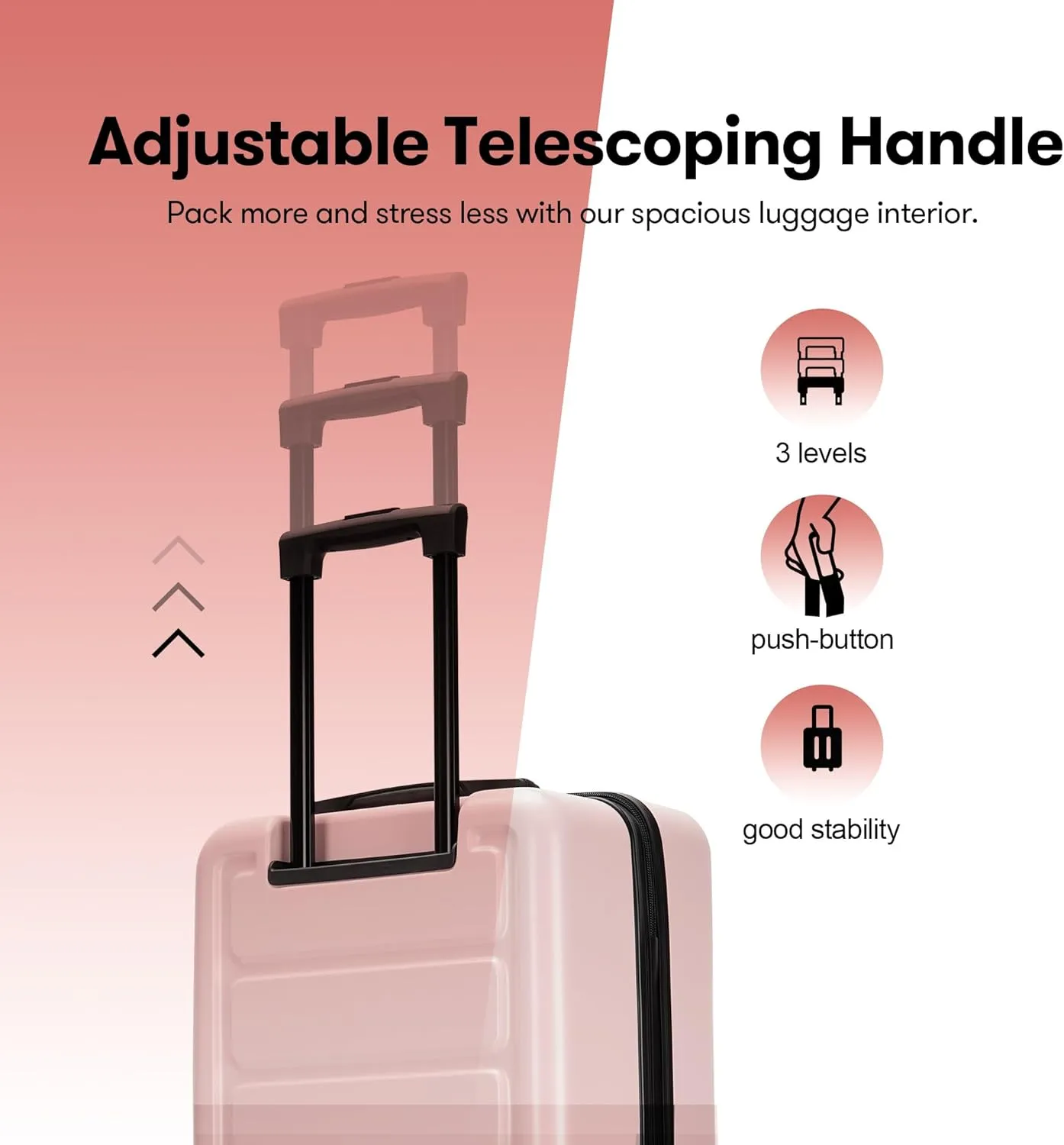 28 Inch Large Luggage Suitcase with Spinner Wheels Hardside Lightweight Rolling Travel Luggage for Women Men,Pink