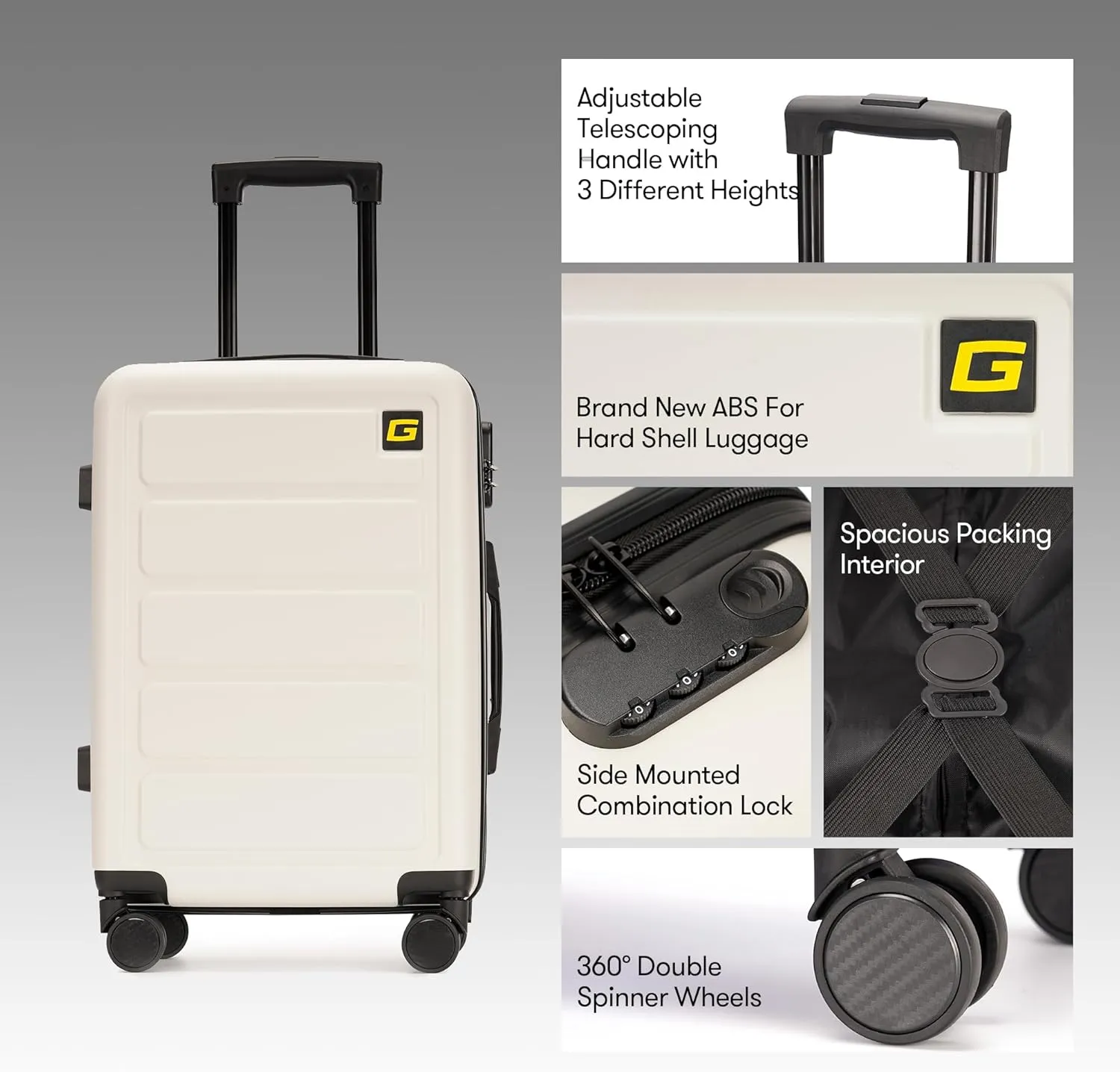 28 Inch Large Luggage Suitcase with Spinner Wheels Hardside Lightweight Rolling Travel Luggage for Women Men,White
