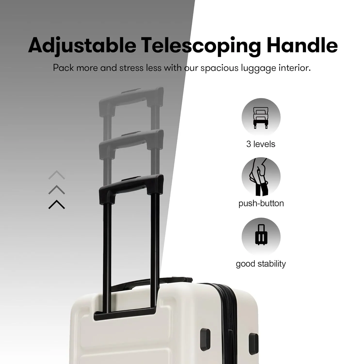 28 Inch Large Luggage Suitcase with Spinner Wheels Hardside Lightweight Rolling Travel Luggage for Women Men,White