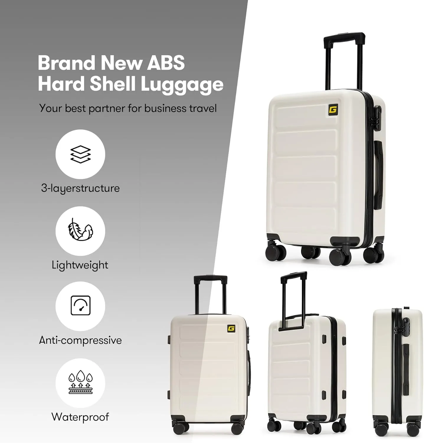 28 Inch Large Luggage Suitcase with Spinner Wheels Hardside Lightweight Rolling Travel Luggage for Women Men,White