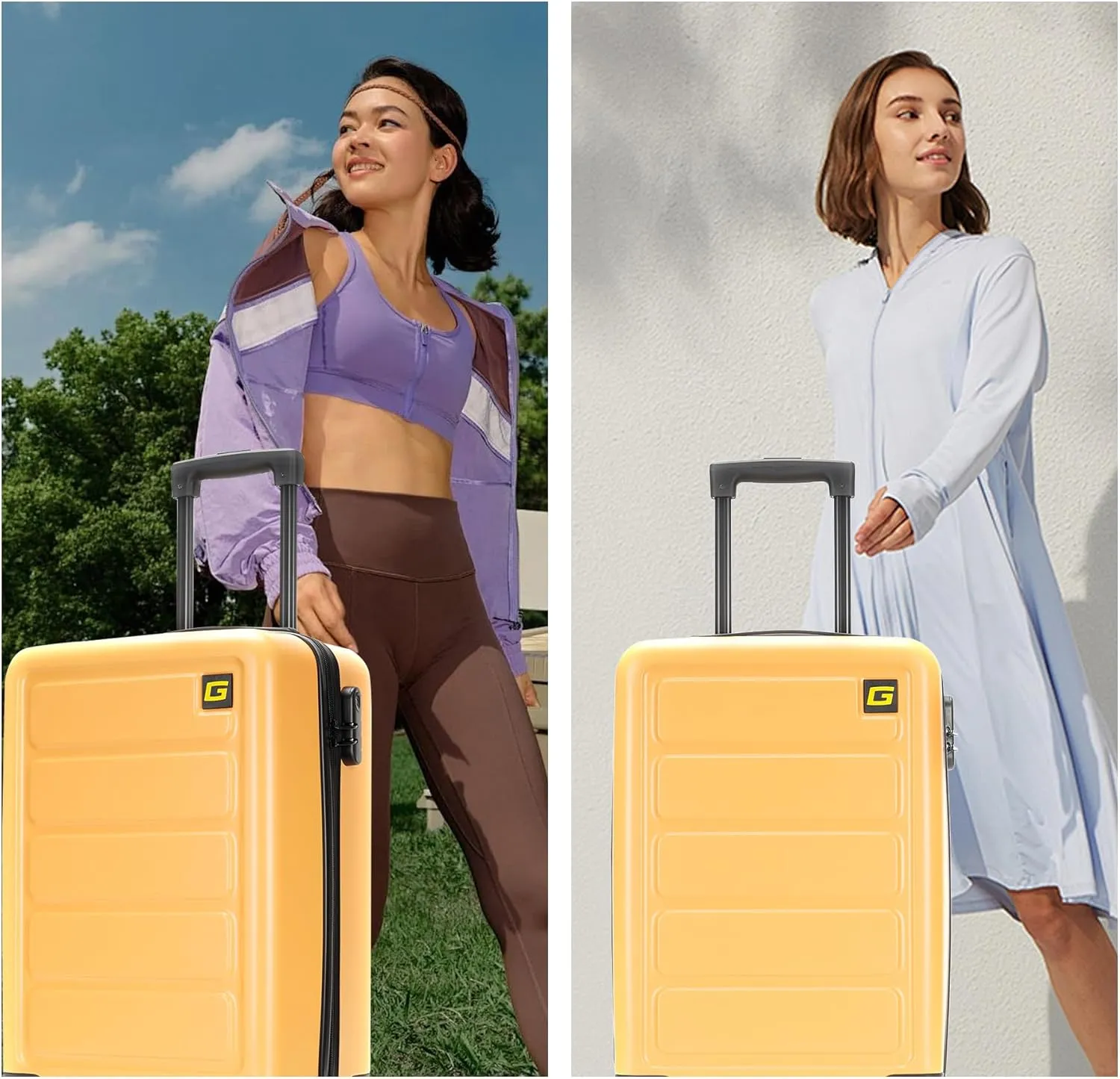 28 Inch Large Luggage Suitcase with Spinner Wheels Hardside Lightweight Rolling Travel Luggage for Women Men,Yellow