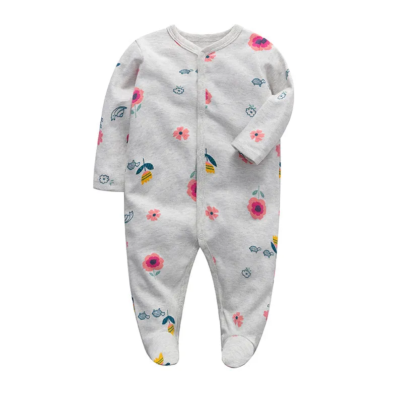 3pk Baby Girl Pink Long Sleeve Footed Onesie