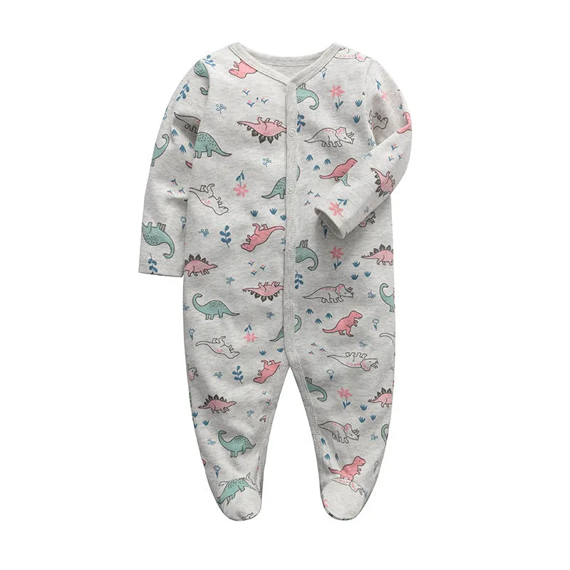 3pk Baby Girl Pink Long Sleeve Footed Onesie