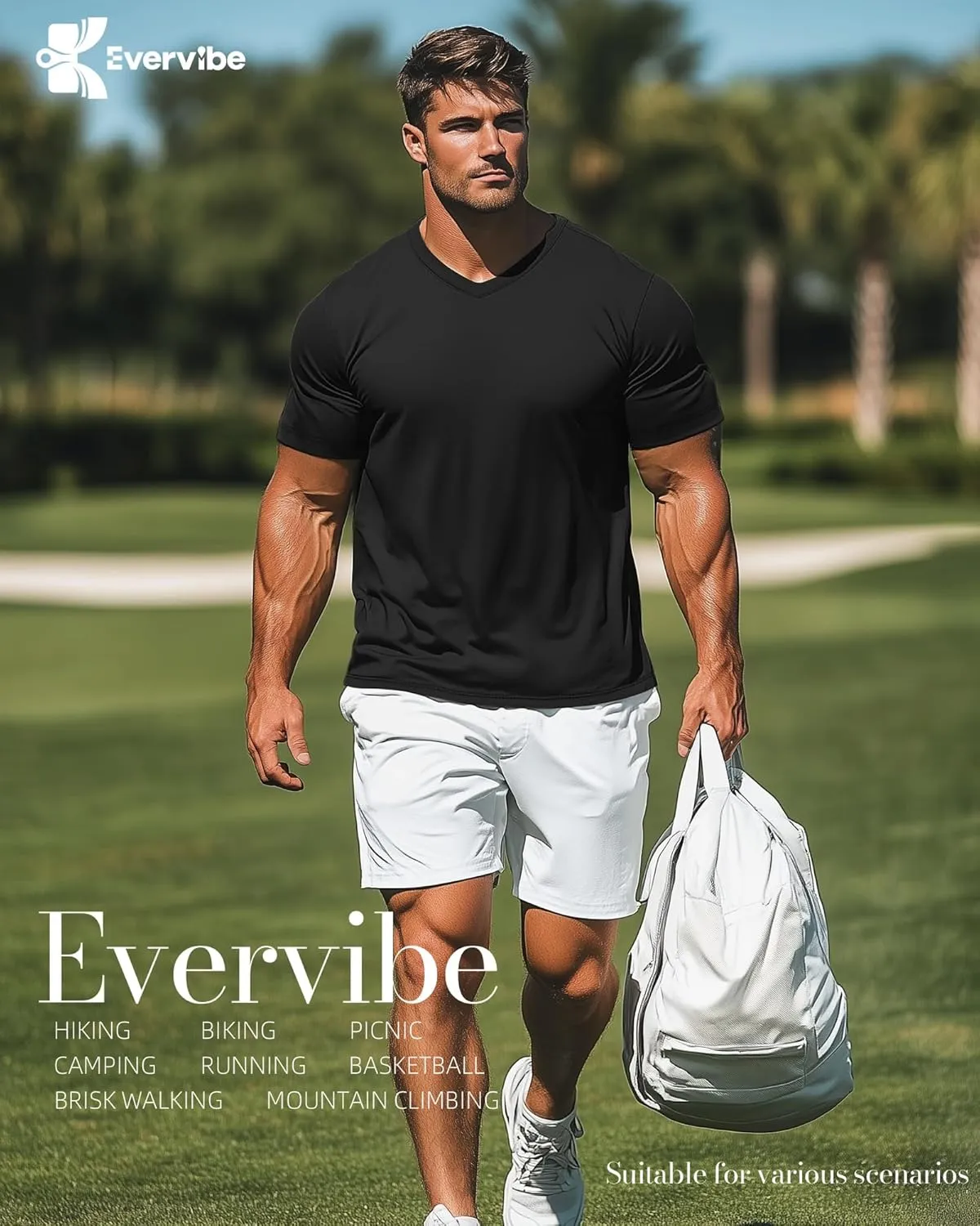 5 Pack Men's Big and Tall Shirts Casual V Neck Short Sleeve Tees Summer Cotton Basic T Shirts Multipack