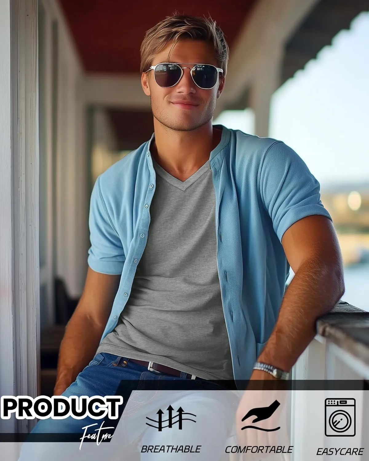 5 Pack Men's Big and Tall Shirts Casual V Neck Short Sleeve Tees Summer Cotton Basic T Shirts Multipack