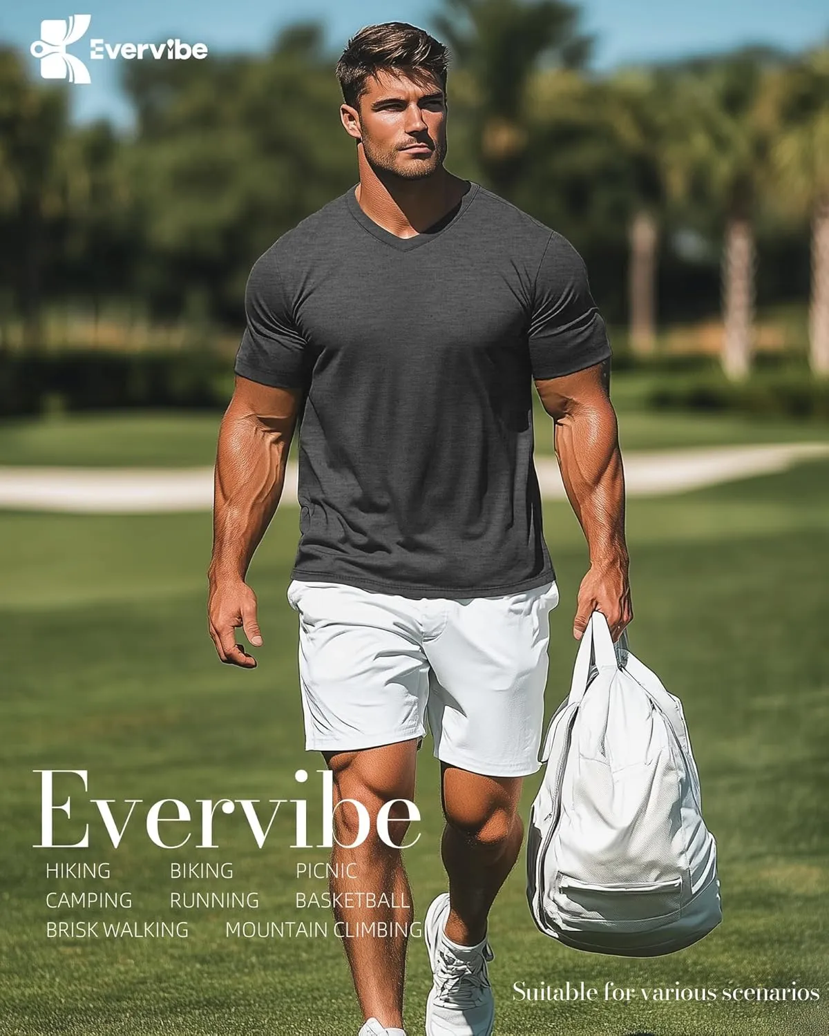 5 Pack Men's Big and Tall Shirts Casual V Neck Short Sleeve Tees Summer Cotton Basic T Shirts Multipack