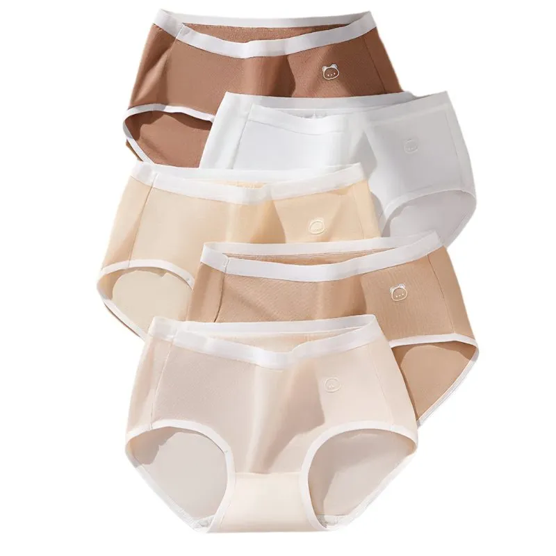 5-Pack Women's Cotton Panties: Breathable, Cute Print, Soft Low Waist Briefs.