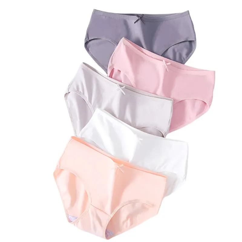 5-Pack Women's Cotton Panties: Breathable, Cute Print, Soft Low Waist Briefs.