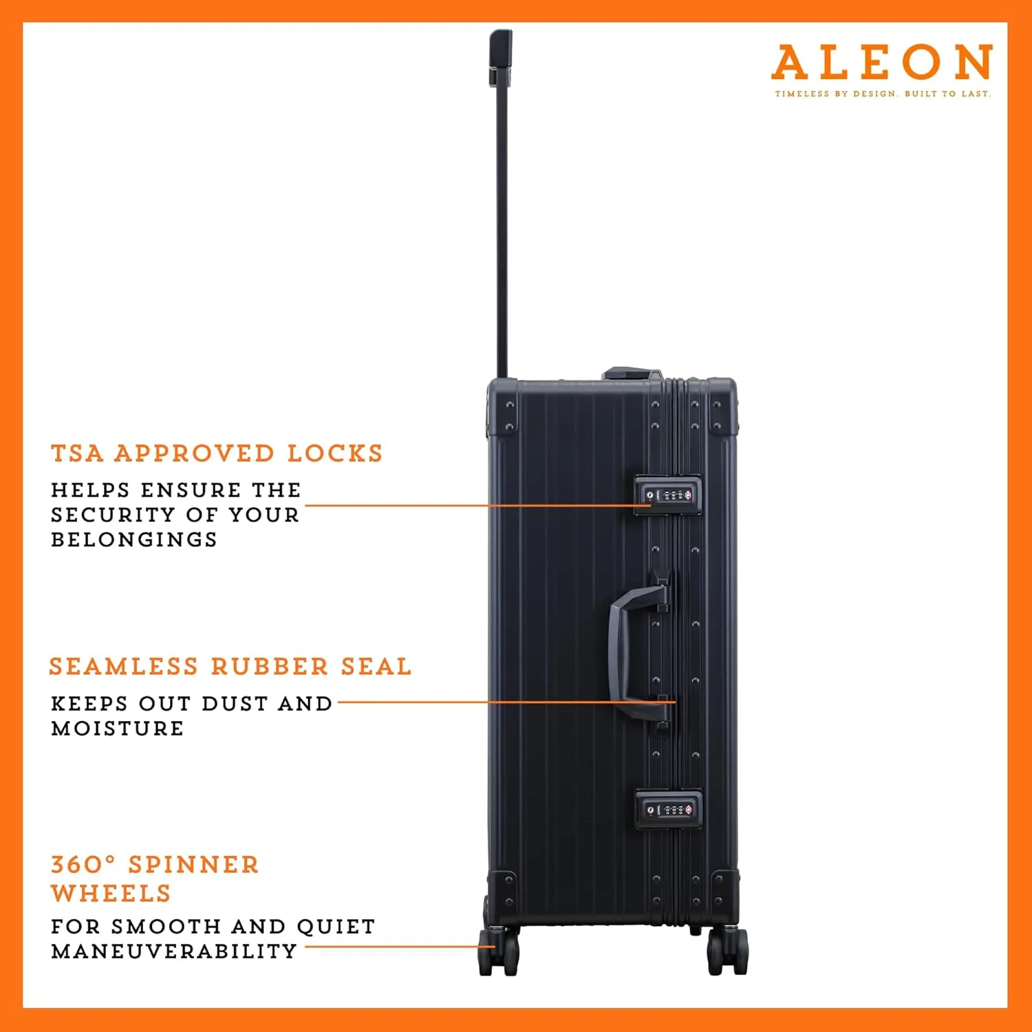 Aleon 26 Aluminum Checked Bag Hardside Luggage with Suiter, Lightweight Hardshell Suitcase w/Spinner Wheels, TSA-Approved, Heavy Duty Roller for International Travel and Business Flight, Black