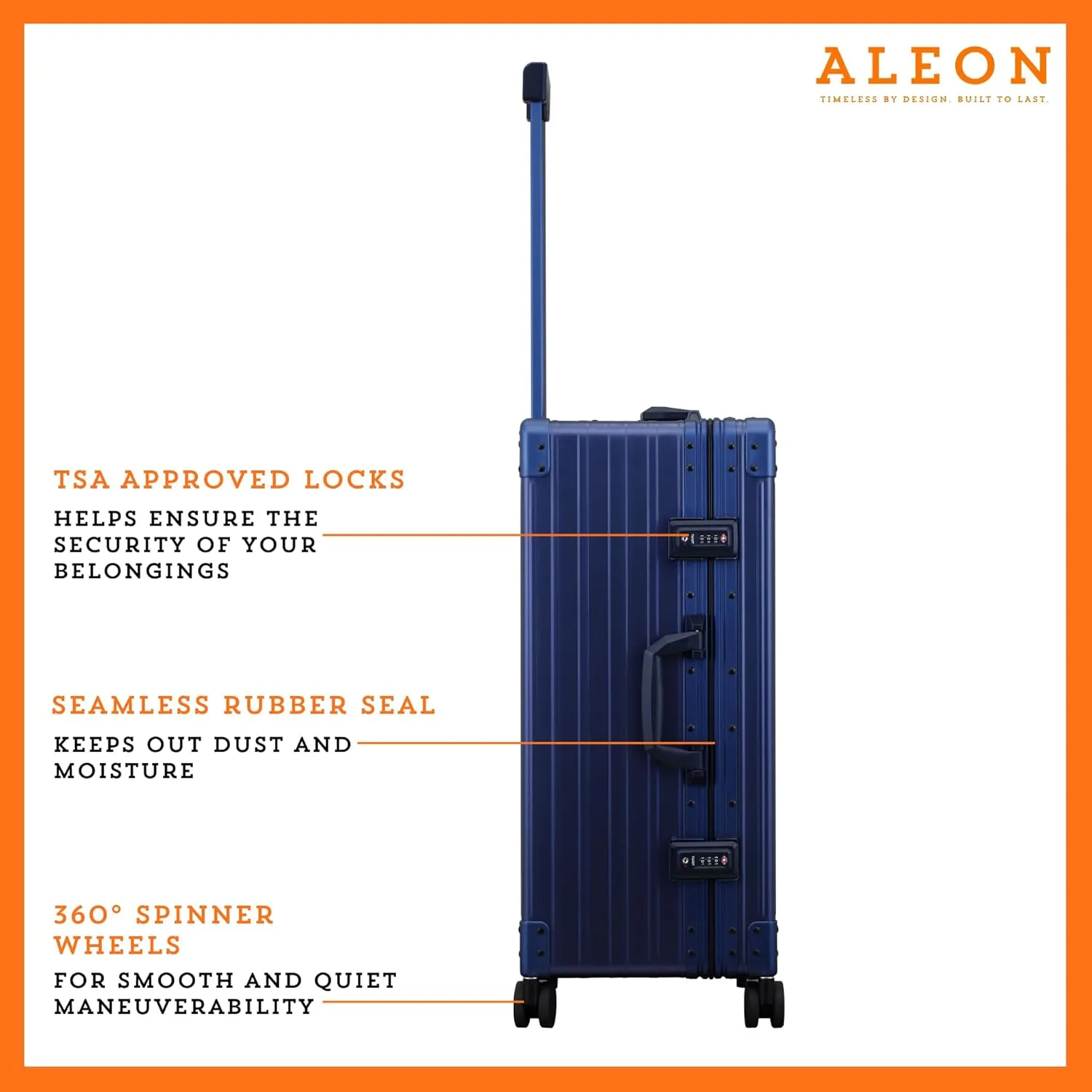 All Aluminum Lightweight 26" Premium Checked Bag Luggage with Suiter, Hardshell Suitcase w/Spinner Wheels, TSA-Approved, Heavy Duty Roller for International Travel and Business Flight (Sapphire)