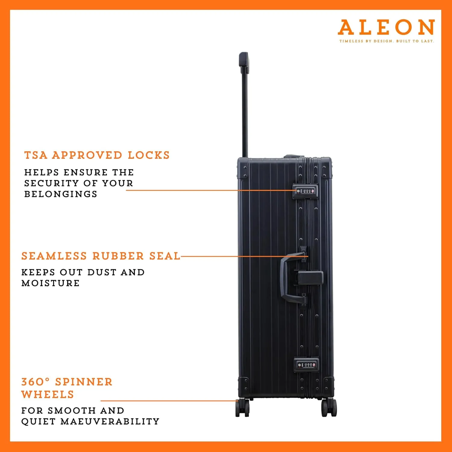 All Aluminum Lightweight 30 Premium Macro Traveler Hardside Checked Luggage with 4 Spinner Wheels, TSA Lock, Compression Board, Telescoping Handle, Ideal for International Travel (Onyx)