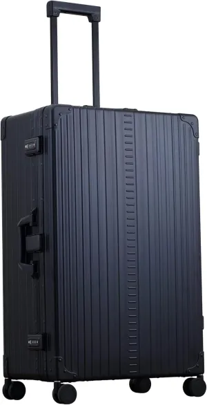 All Aluminum Lightweight 30 Premium Macro Traveler Hardside Checked Luggage with 4 Spinner Wheels, TSA Lock, Compression Board, Telescoping Handle, Ideal for International Travel (Onyx)