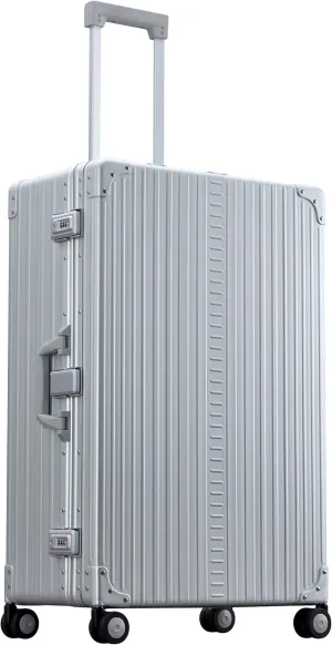 All Aluminum Lightweight 30 Premium Macro Traveler Hardside Checked Luggage with 4 Spinner Wheels, TSA Lock, Compression Board, Telescoping Handle, Ideal for International Travel (Platinum)
