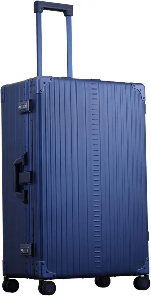 All Aluminum Lightweight 30 Premium Macro Traveler Hardside Checked Luggage with 4 Spinner Wheels, TSA Lock, Compression Board, Telescoping Handle, Ideal for International Travel (Sapphire).