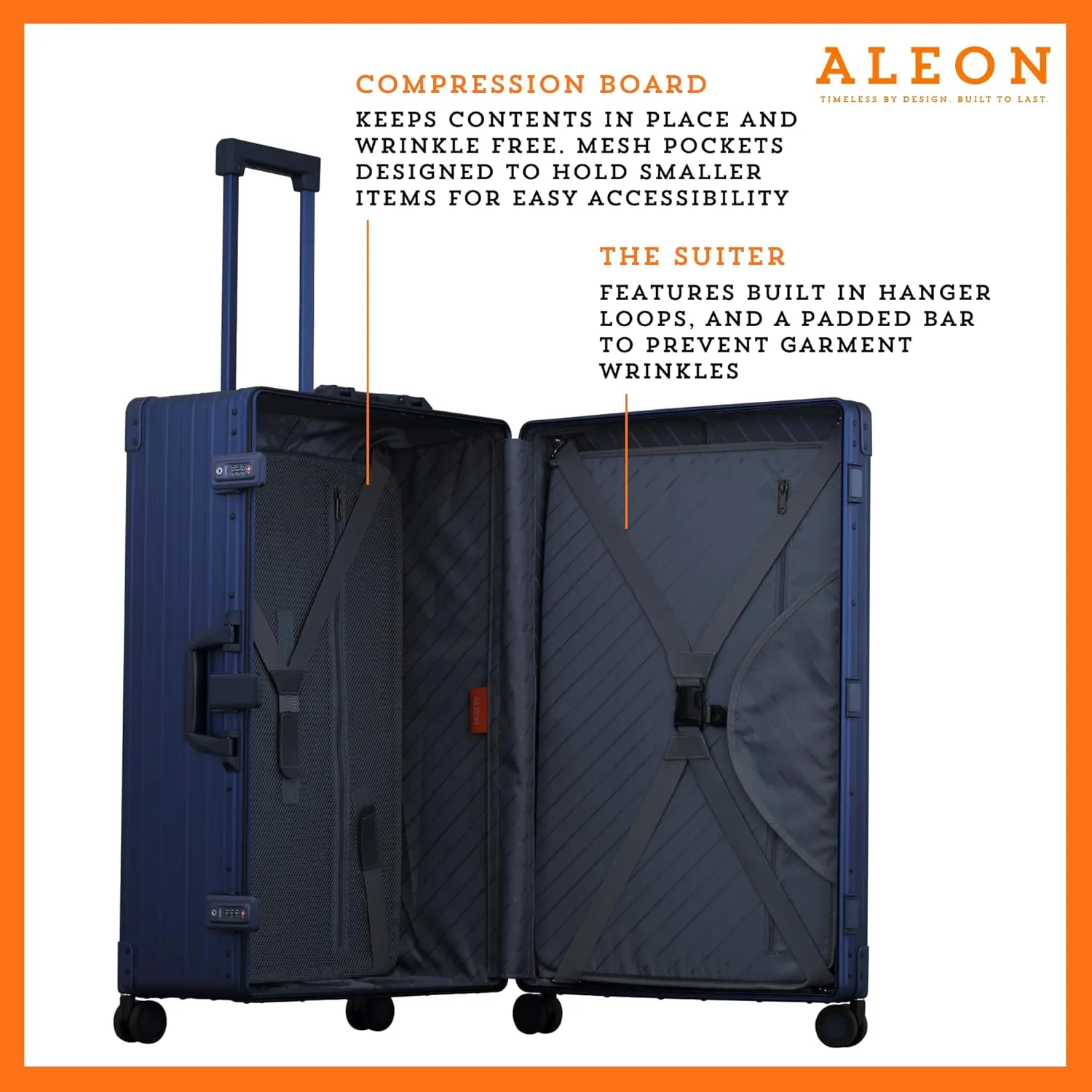 All Aluminum Lightweight 30 Premium Macro Traveler Hardside Checked Luggage with 4 Spinner Wheels, TSA Lock, Compression Board, Telescoping Handle, Ideal for International Travel (Sapphire).