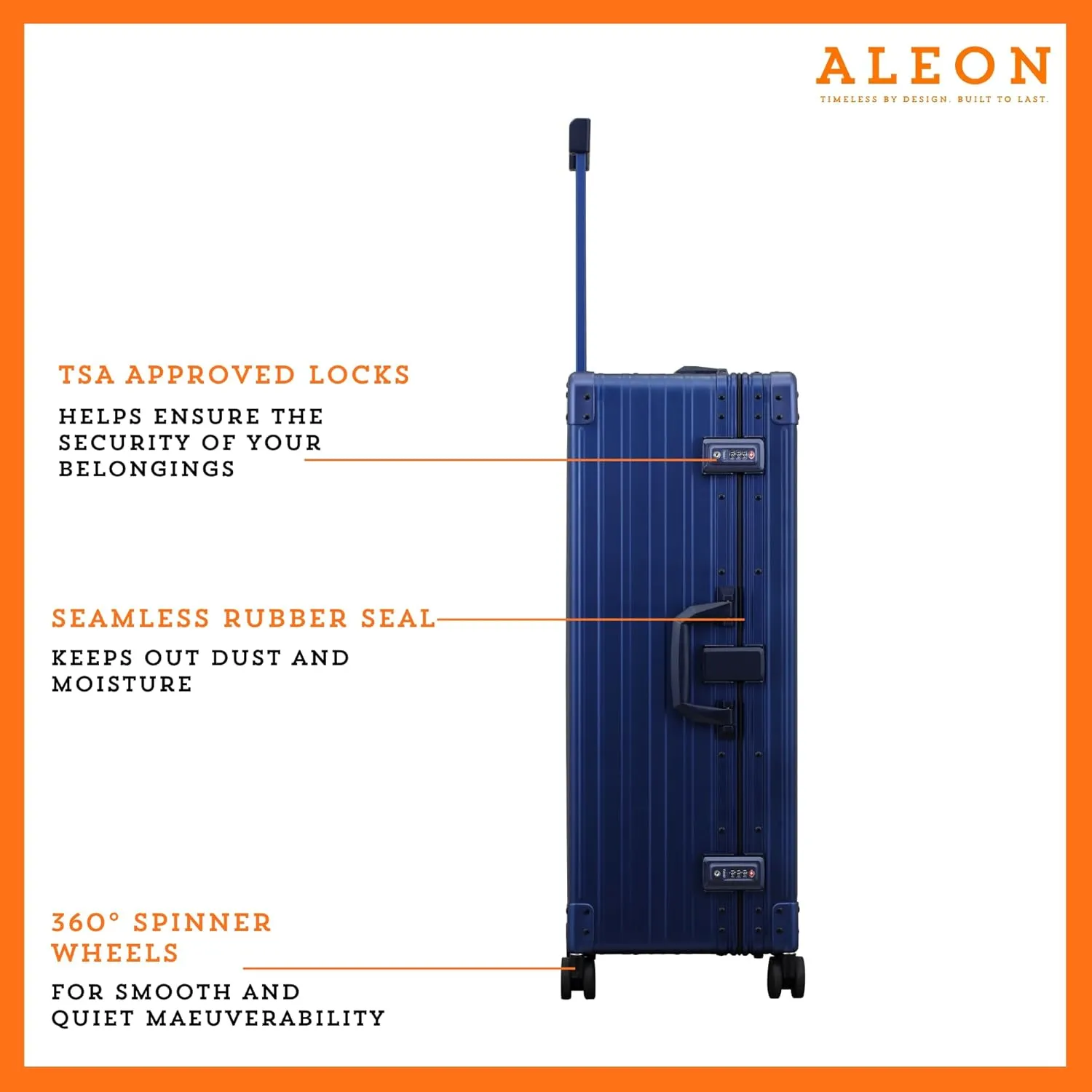 All Aluminum Lightweight 30 Premium Macro Traveler Hardside Checked Luggage with 4 Spinner Wheels, TSA Lock, Compression Board, Telescoping Handle, Ideal for International Travel (Sapphire).