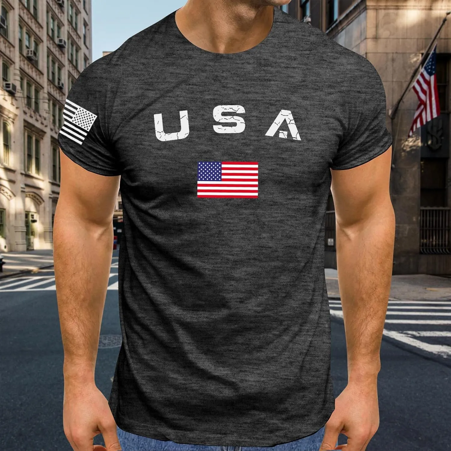 American Flag Shirt Men Fourth of July USA Patriotic Graphic America Tshirts Oversized Funny Summer Independence Day Shirt