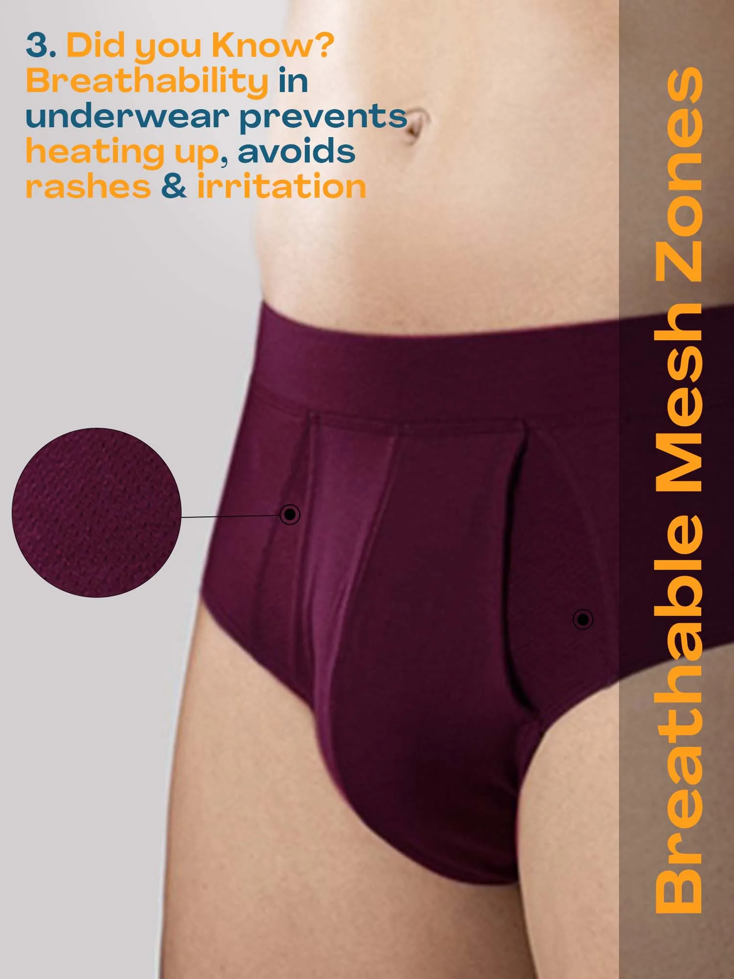 Anti Odor Cotton Tencel Cooling Brief - Plum