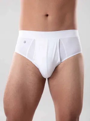 Anti Odor Cotton Tencel Cooling Brief - White