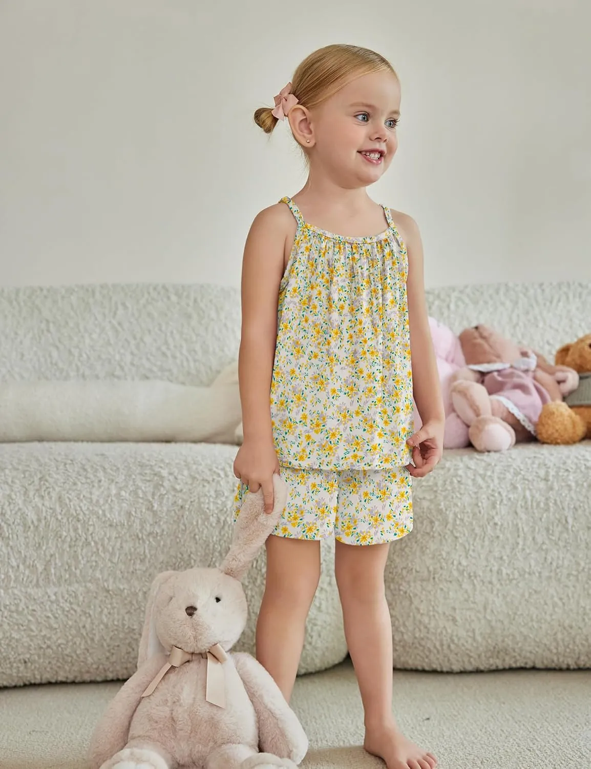 Arshiner Toddler Girl Summer Clothes 2 Piece Loose Spaghetti Strap Tank Top and Short Set Kids Clothing Sets with Pockets