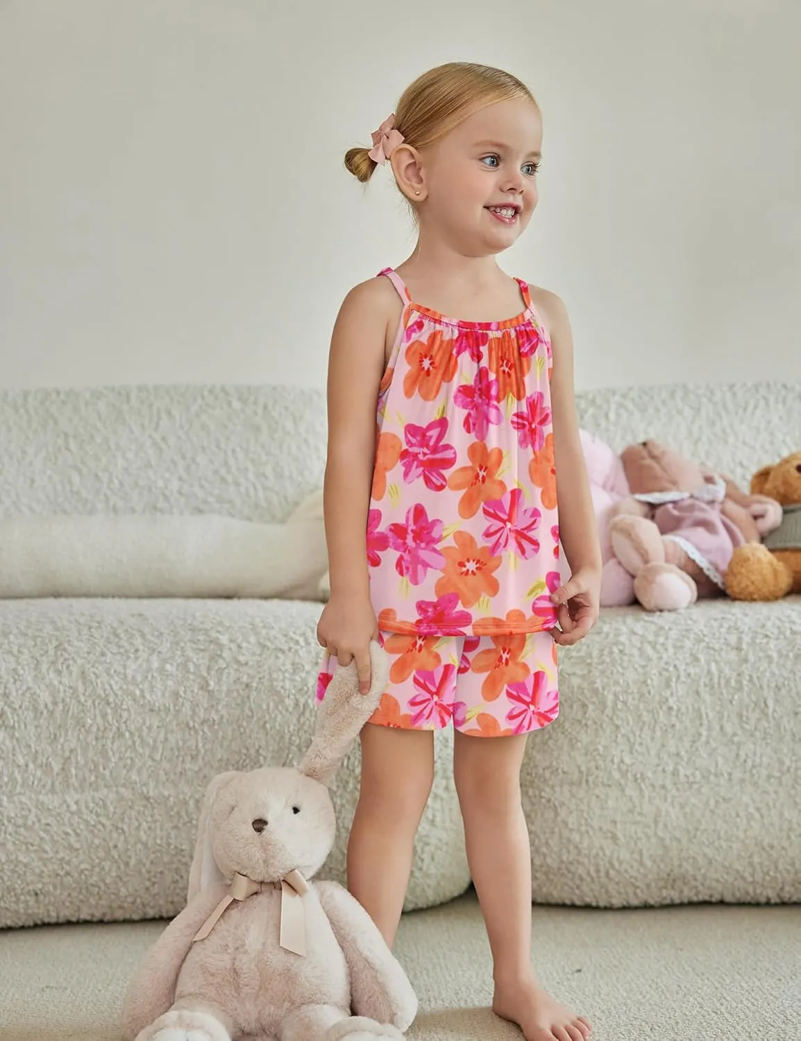 Arshiner Toddler Girl Summer Clothes 2 Piece Loose Spaghetti Strap Tank Top and Short Set Kids Clothing Sets with Pockets