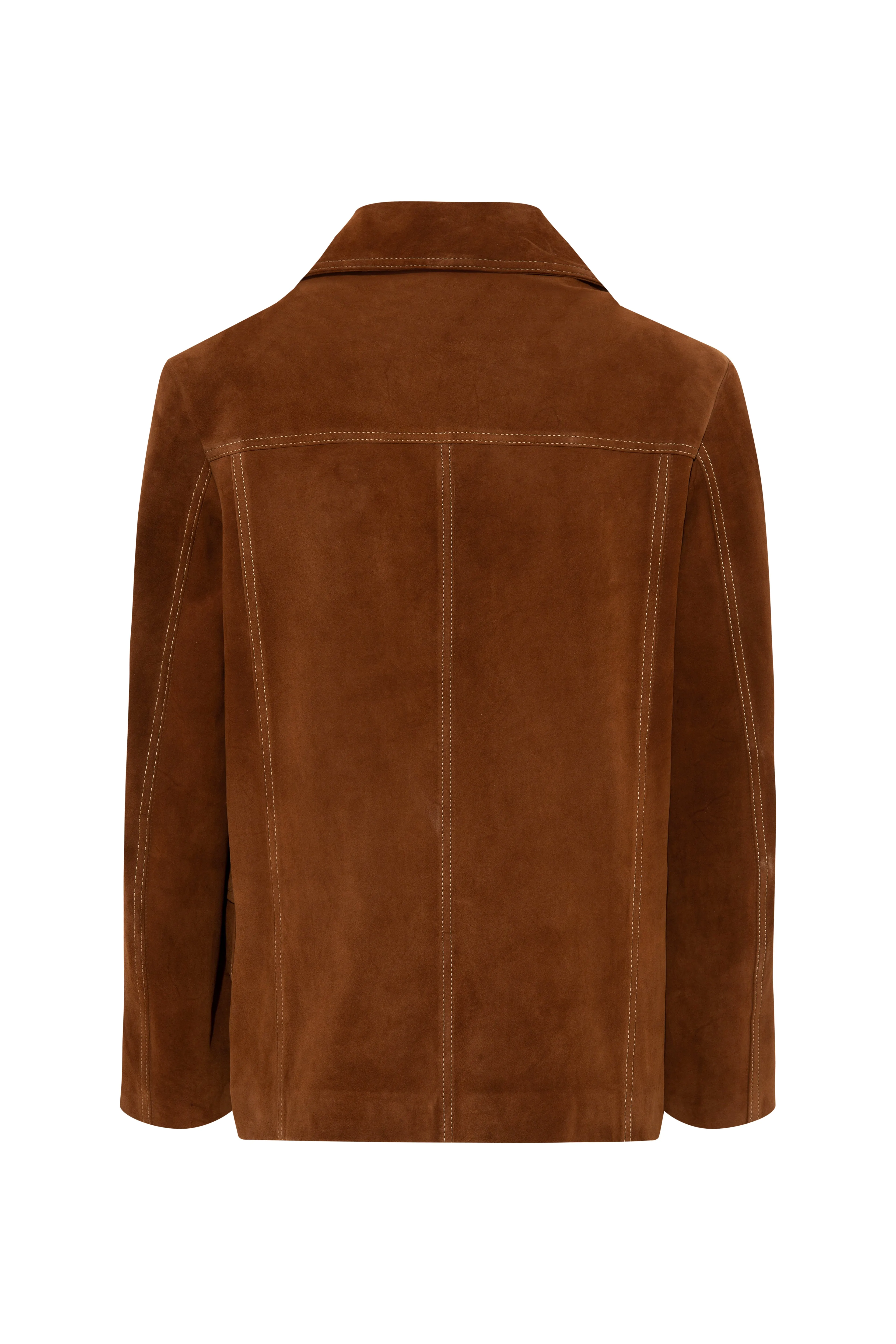 ASEAN - Contrast top-stitch detailed suede leather blazer