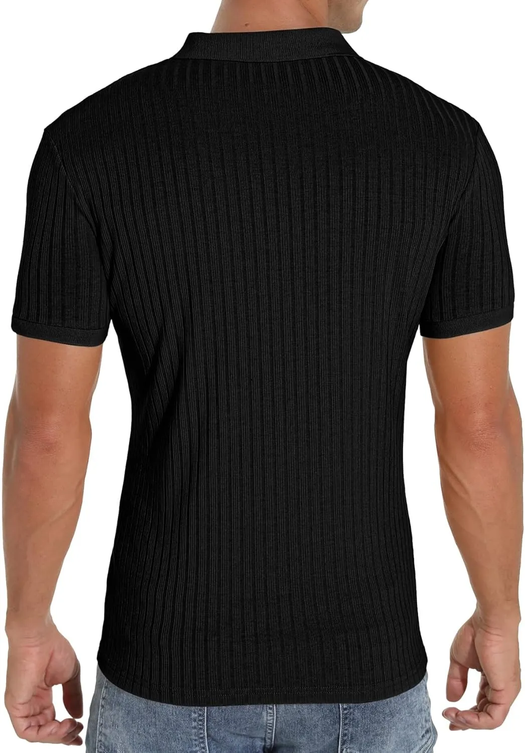 Askdeer Men's Polo Shirts Slim Fit Short/Long Sleeve Zipper Polo T Shirt Casual Golf Shirt Classic Tee