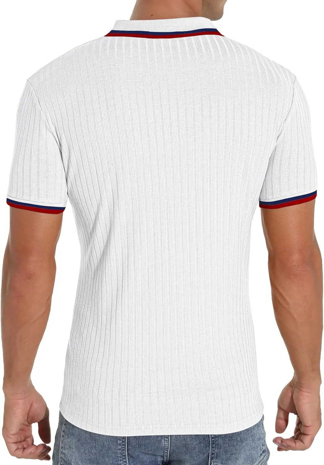 Askdeer Men's Polo Shirts Slim Fit Short/Long Sleeve Zipper Polo T Shirt Casual Golf Shirt Classic Tee