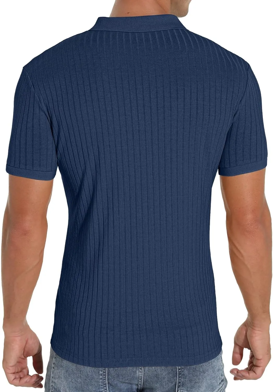 Askdeer Men's Polo Shirts Slim Fit Short/Long Sleeve Zipper Polo T Shirt Casual Golf Shirt Classic Tee