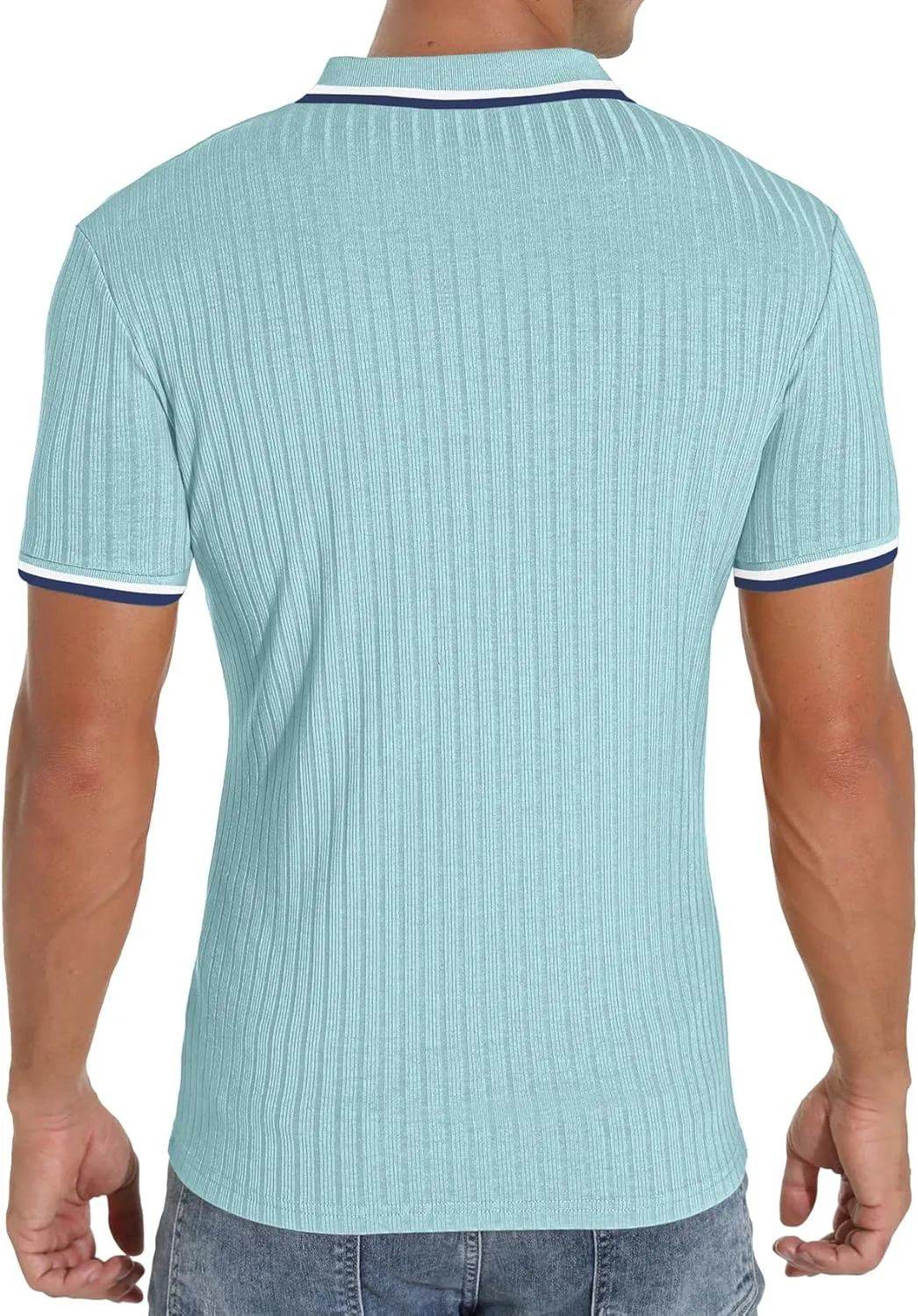 Askdeer Men's Polo Shirts Slim Fit Short/Long Sleeve Zipper Polo T Shirt Casual Golf Shirt Classic Tee