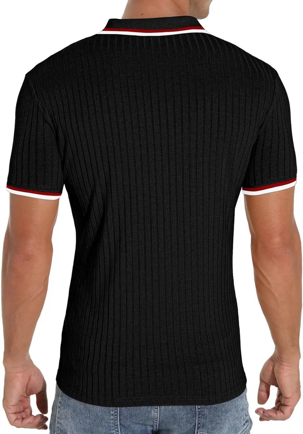Askdeer Men's Polo Shirts Slim Fit Short/Long Sleeve Zipper Polo T Shirt Casual Golf Shirt Classic Tee