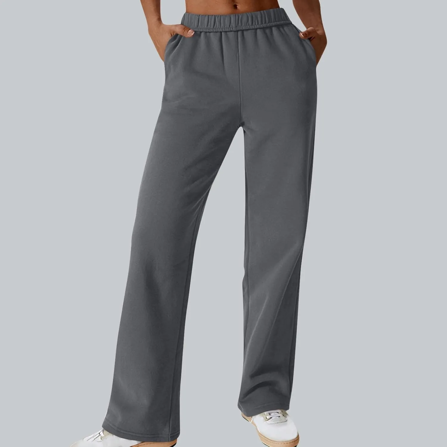 Baggy Sweatpants for Women Open Bottom Sweat Jogger Pants with Pockets Elastic Waist Athletic Lounge Travel Trouser