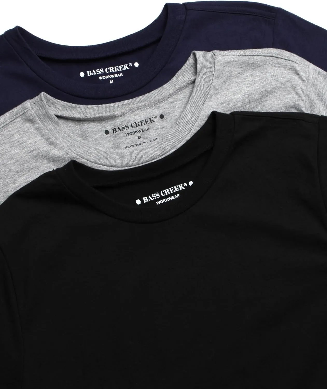 Bass Creek Outfitters Men's T-Shirt - 3 Pack Basic Crewneck and V-Neck Undershirts - Size Up for Ideal Fit (Sizes: S-XL)