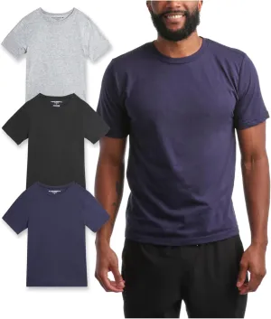 Bass Creek Outfitters Men's T-Shirt - 3 Pack Basic Crewneck and V-Neck Undershirts - Size Up for Ideal Fit (Sizes: S-XL)