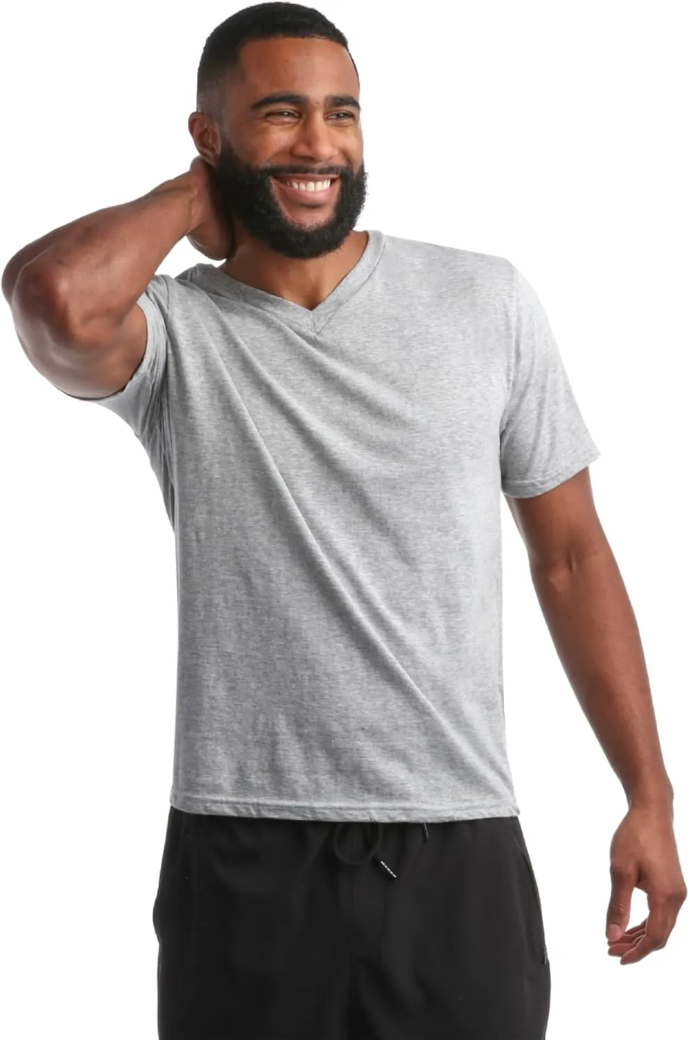 Bass Creek Outfitters Men's T-Shirt - 3 Pack Basic Crewneck and V-Neck Undershirts - Size Up for Ideal Fit (Sizes: S-XL)