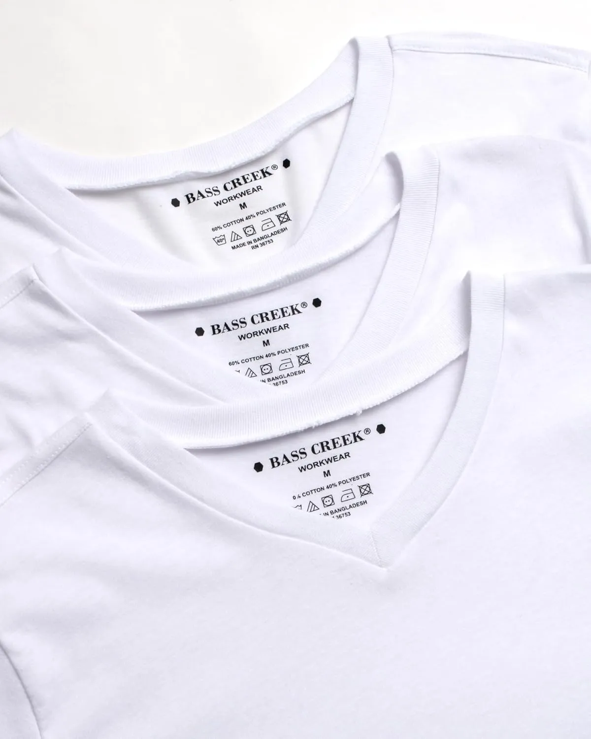 Bass Creek Outfitters Men's T-Shirt - 3 Pack Basic Crewneck and V-Neck Undershirts - Size Up for Ideal Fit (Sizes: S-XL)