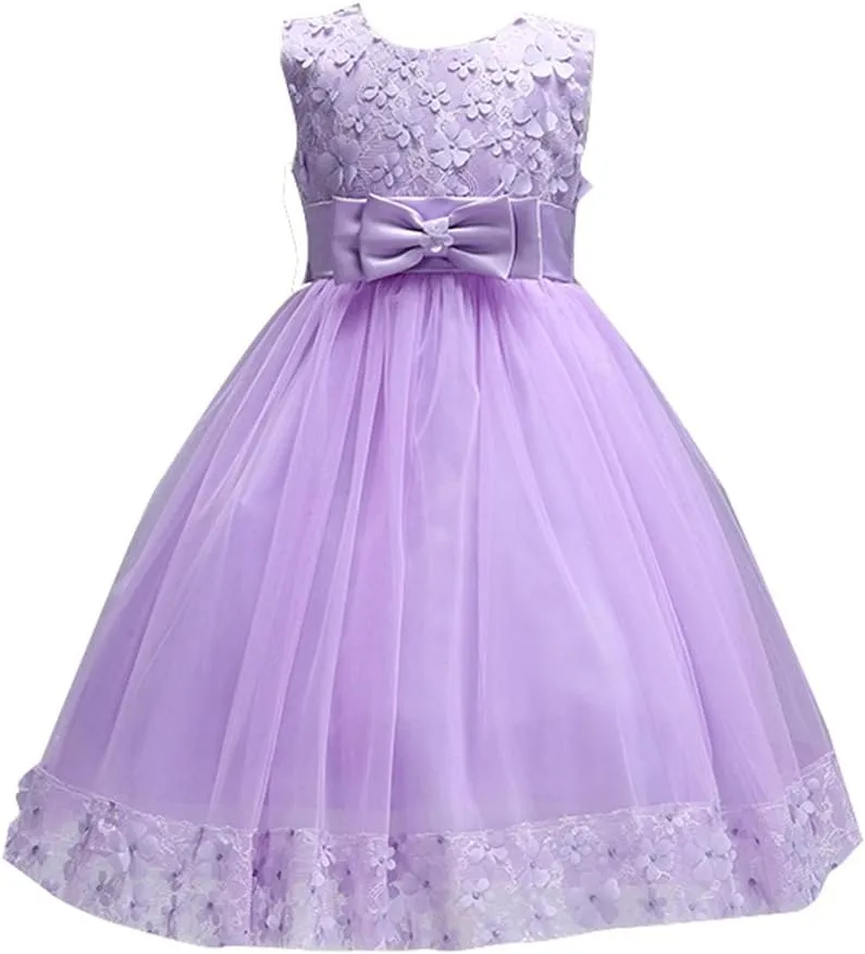 Big Girls First Communion Lace Dresses up for Pageant Sleeveless Flower Girl Dress Shiny Casual Playwear Beach for Weddings Sundress A Line Elegant Party Knee Kids Clothing Size 8 9 (Purple, 12)