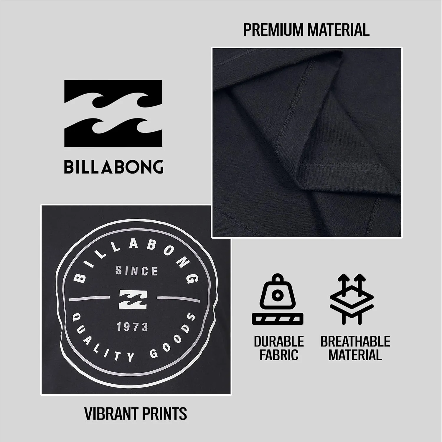 Billabong Big and Tall Long Sleeve T Shirts for Men - Cotton Graphic Tee Shirts