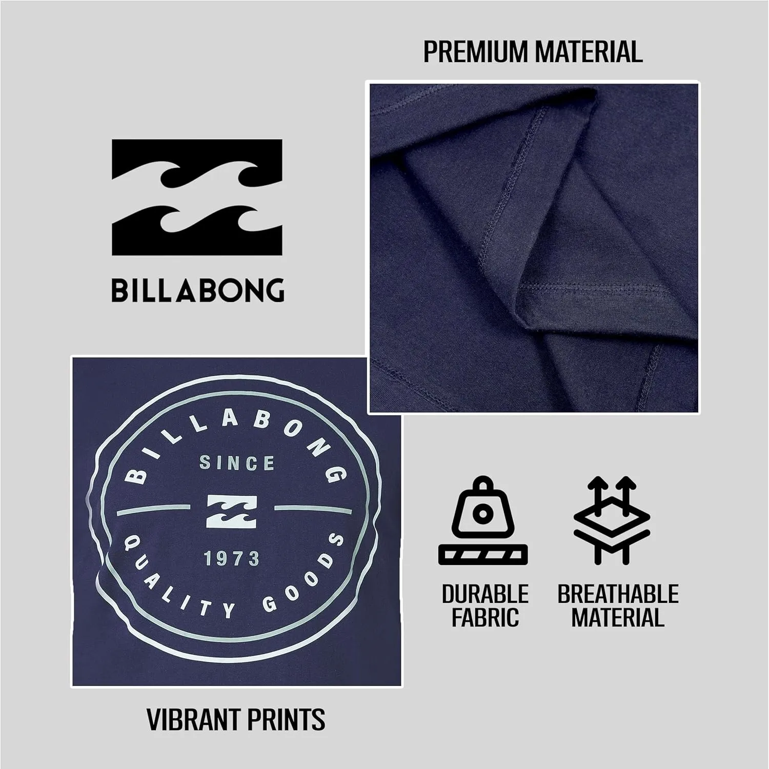 Billabong Big and Tall Long Sleeve T Shirts for Men - Cotton Graphic Tee Shirts