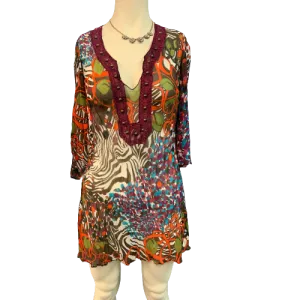 Bisou Busou Sheer Animal Print Blouse, Size Small